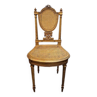 Napoleon III chair in gilded wood, Louis XVI style