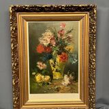 Still life with flowers. Oil on canvas. Artist's signature.