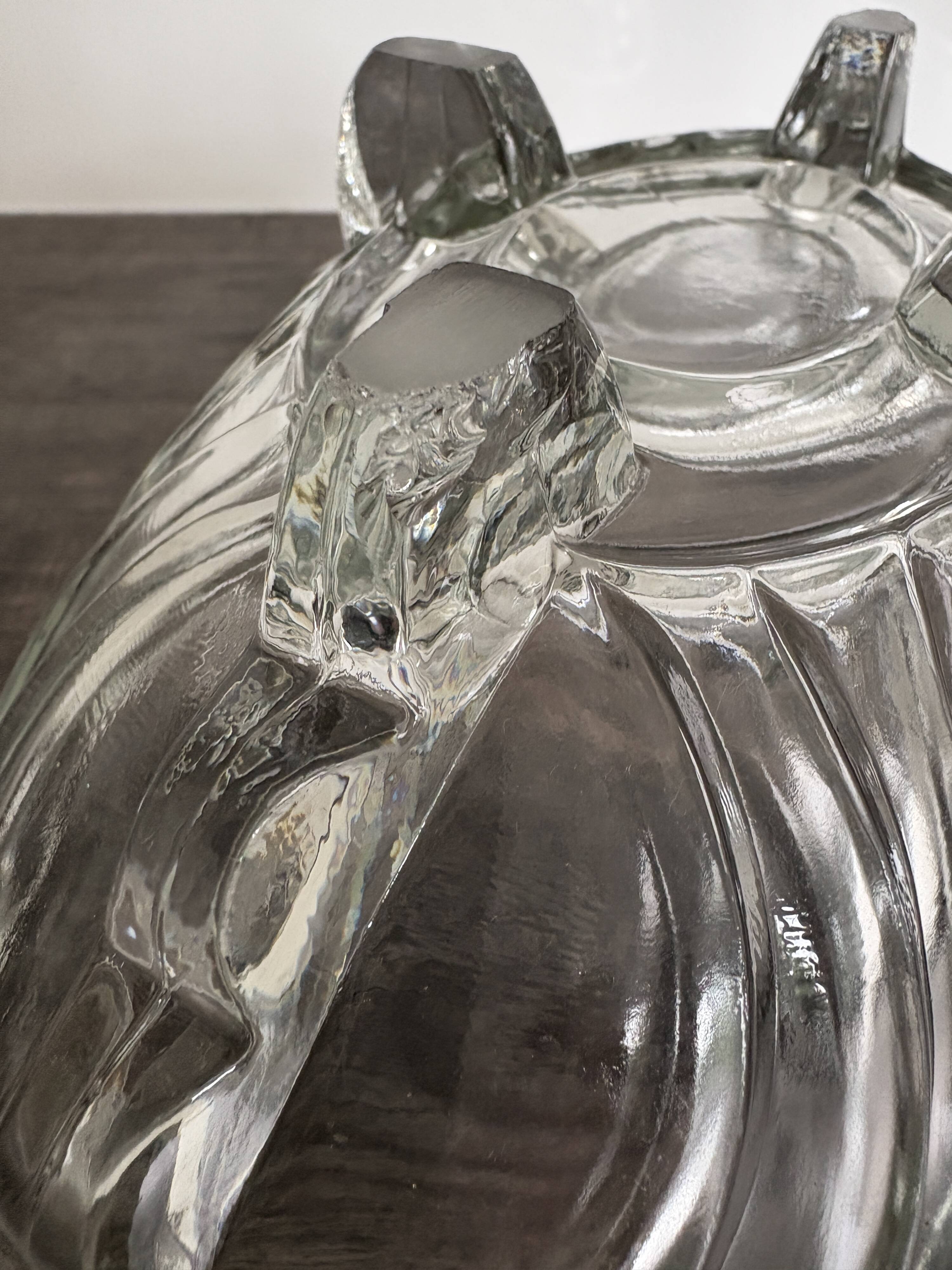Vintage molded pressed glass bowl on foot