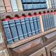 Large old trompe l'oeil library panel, vintage decoration