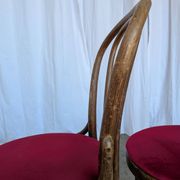 Set of 4 Vintage Bentwood Bistro Chairs, Red Upholstery