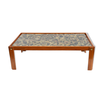 Vintage teak and pebbles coffee table 1960s sweden