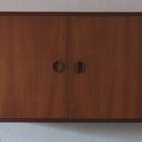 Danish teak flip-top media wall cabinet, 1960s