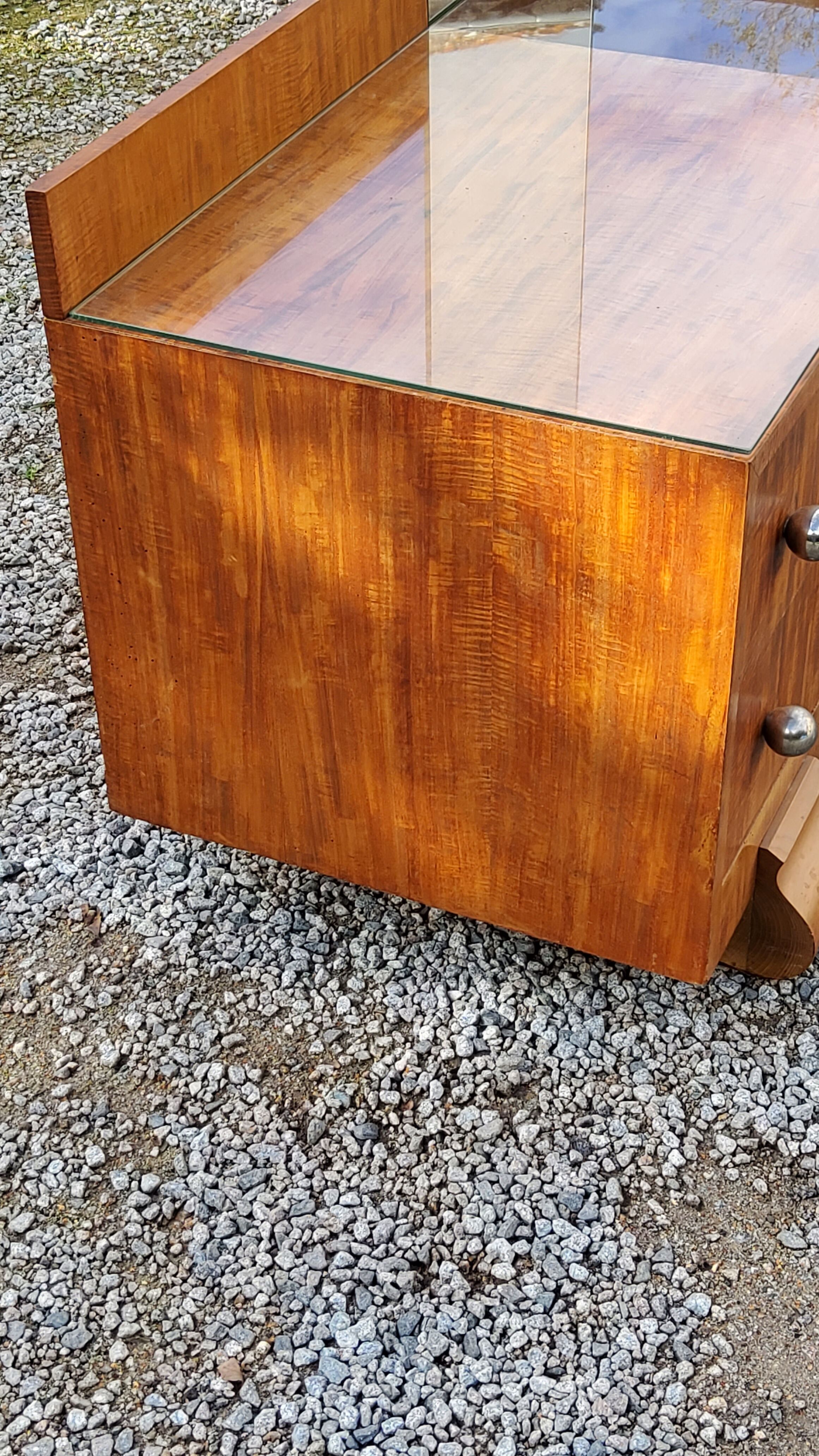 Coiffeuse art déco en acajou blond doré des années 30