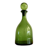 Bouteille à carafe en verre vert avec bouchon rond dans le style du verre Blenko ou Empoli