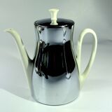 Cafetière avec couvercle chauffant isolé en métal en ensemble avec pot à lait et sucrier, Vintage