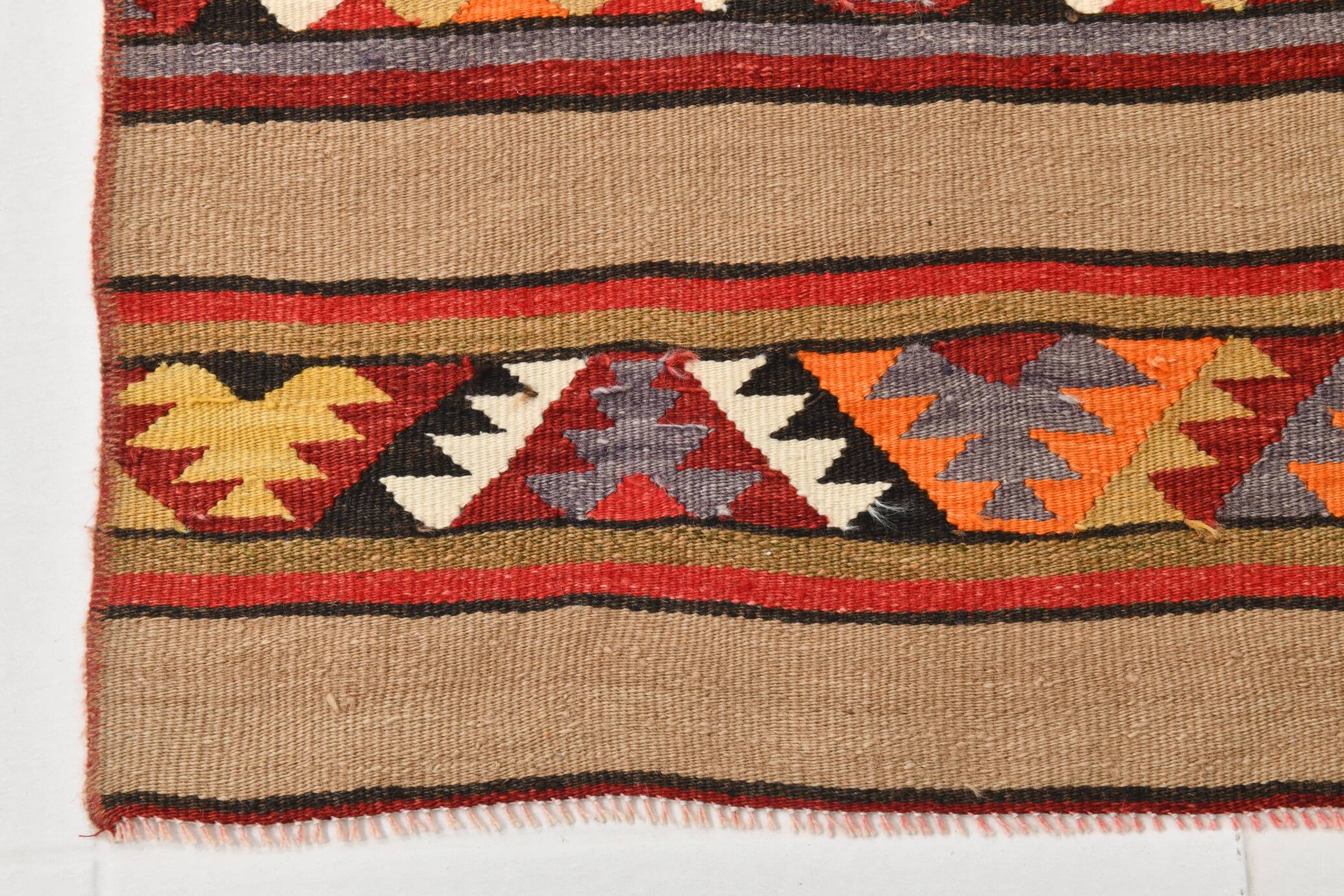 Tapis couloir kilim vintage – Tissage artisanal d’Anatolie, années 60