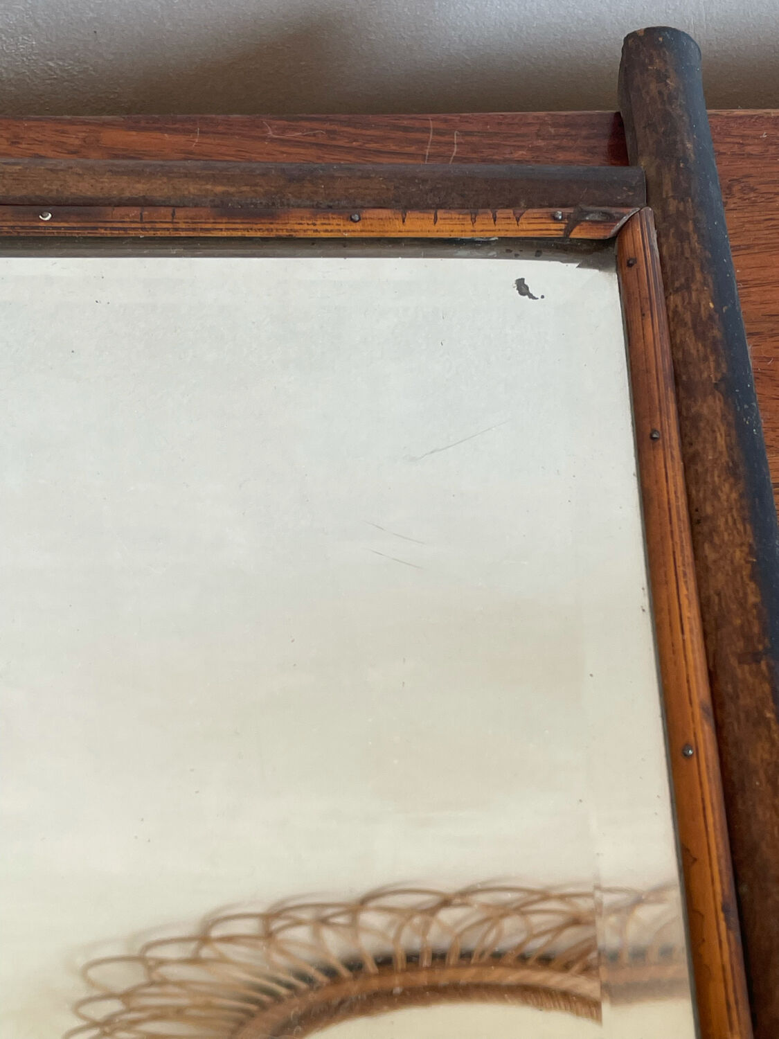 Beveled bamboo mirror