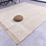 9x10 Mustard Beige Handmade Wool Moroccan Rug, 278x298Cm