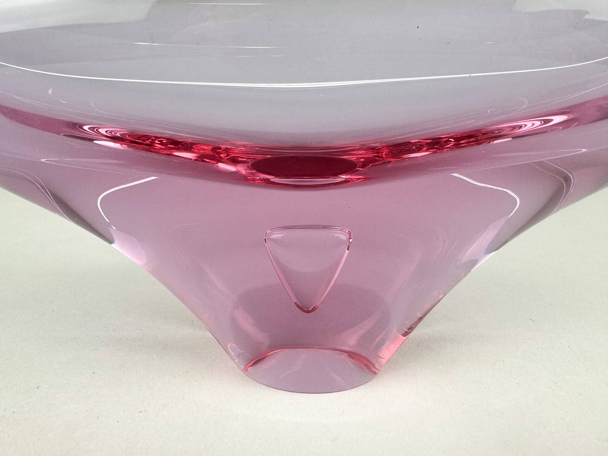 1960s Art Glass Bowl by Glass Designer Miloslav Klinger, Czechoslovakia