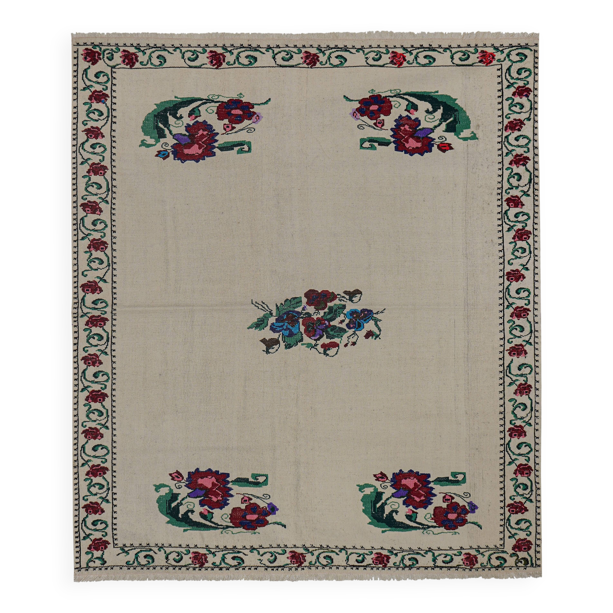 Vintage Turkish Oushak Handwoven Rug 167x198 cm