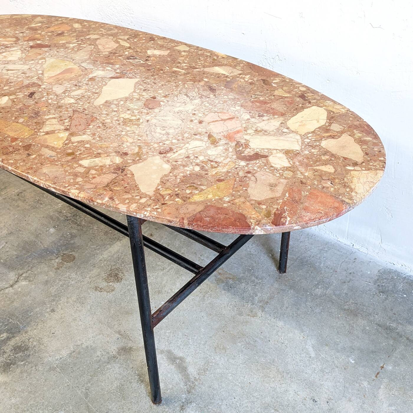 Marble and steel coffee table