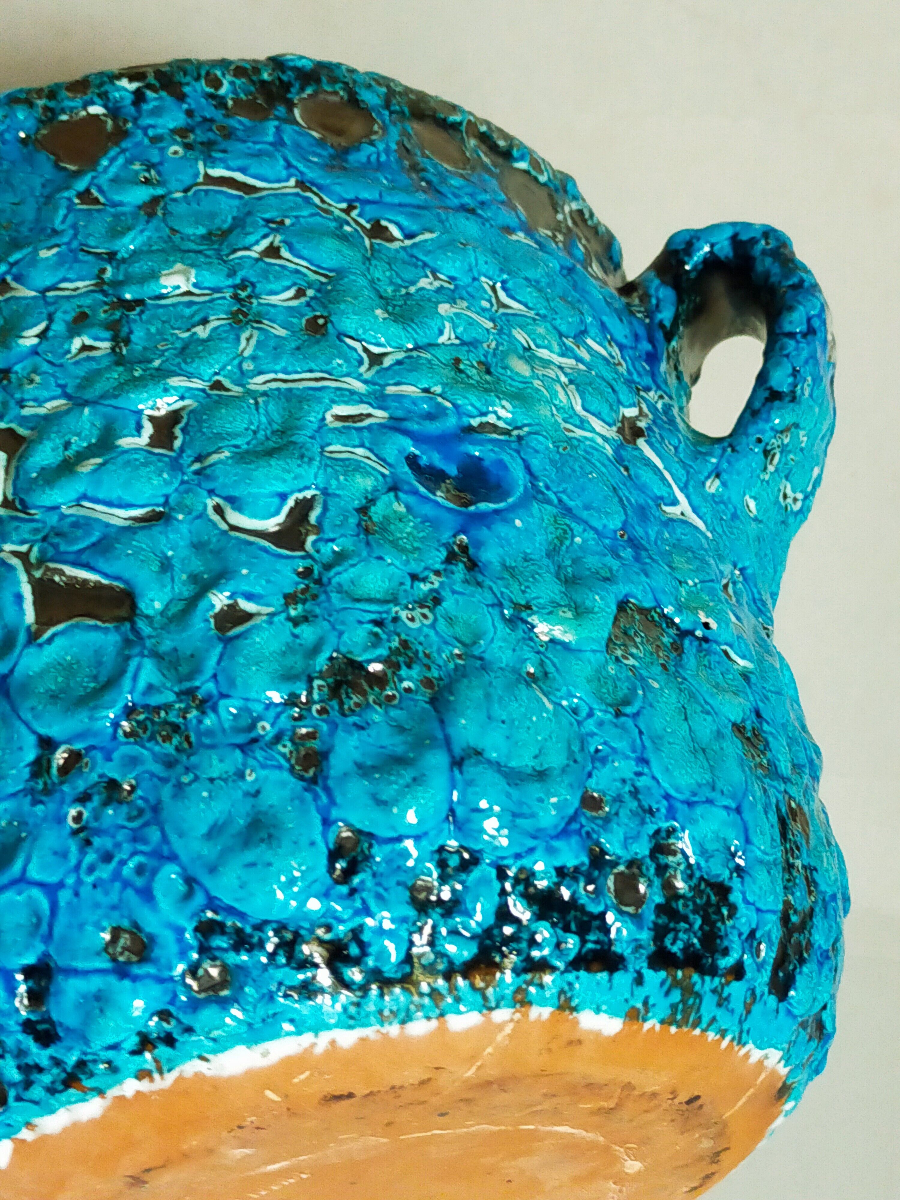 Covered ceramic pot fat-lava foam glaciers, enamels le cyclope, annecy