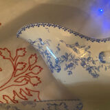 Mozart pattern earthenware gravy boat stamped Sarreguemines