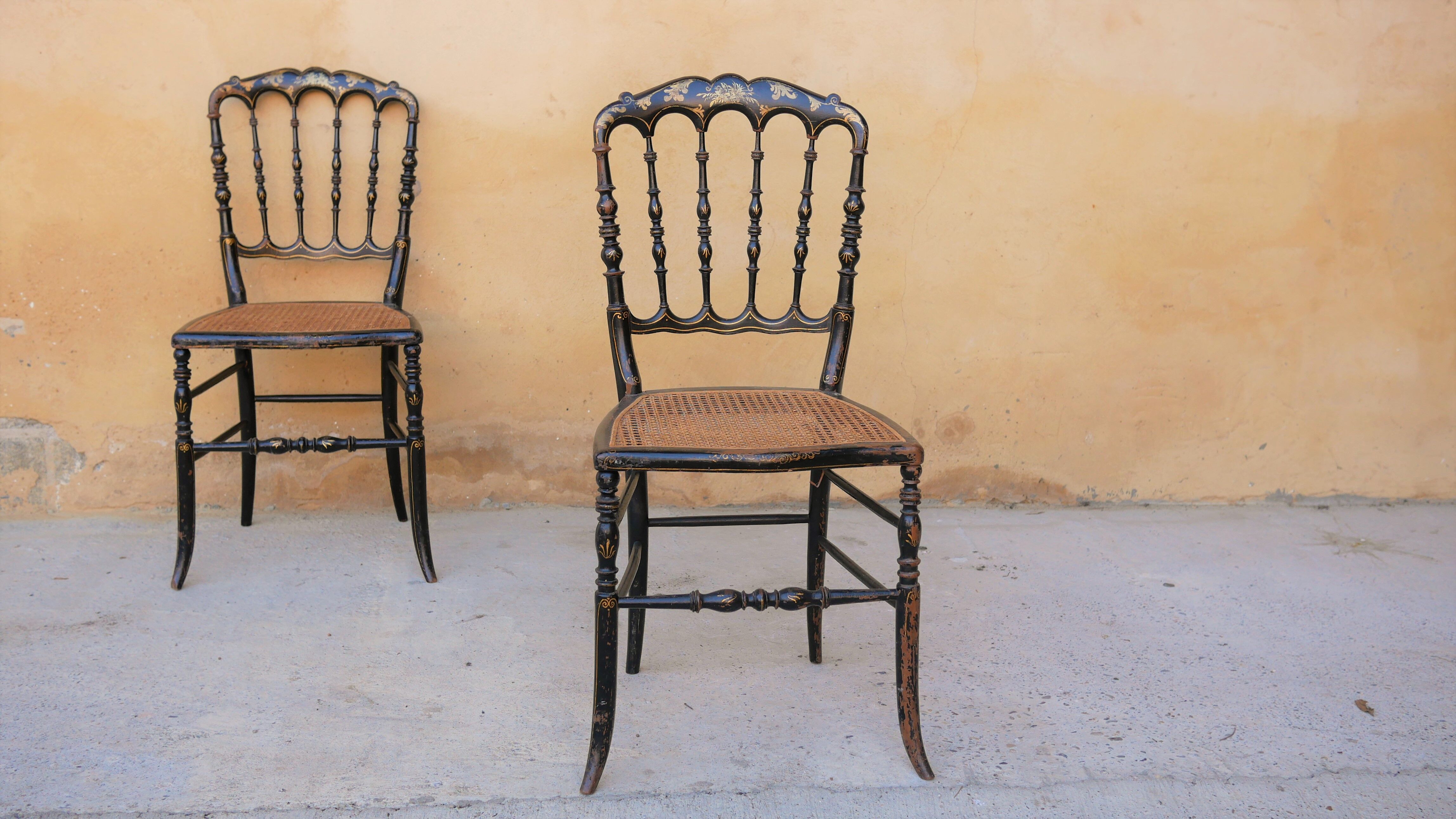 Napoleon III wooden and canning chair, 1920s