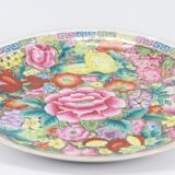 Chinese plate pink porcelain decorated thousand flowers