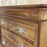 Louis Philippe chest of drawers with 5 drawers from the 19th century in cherry wood with glass knobs