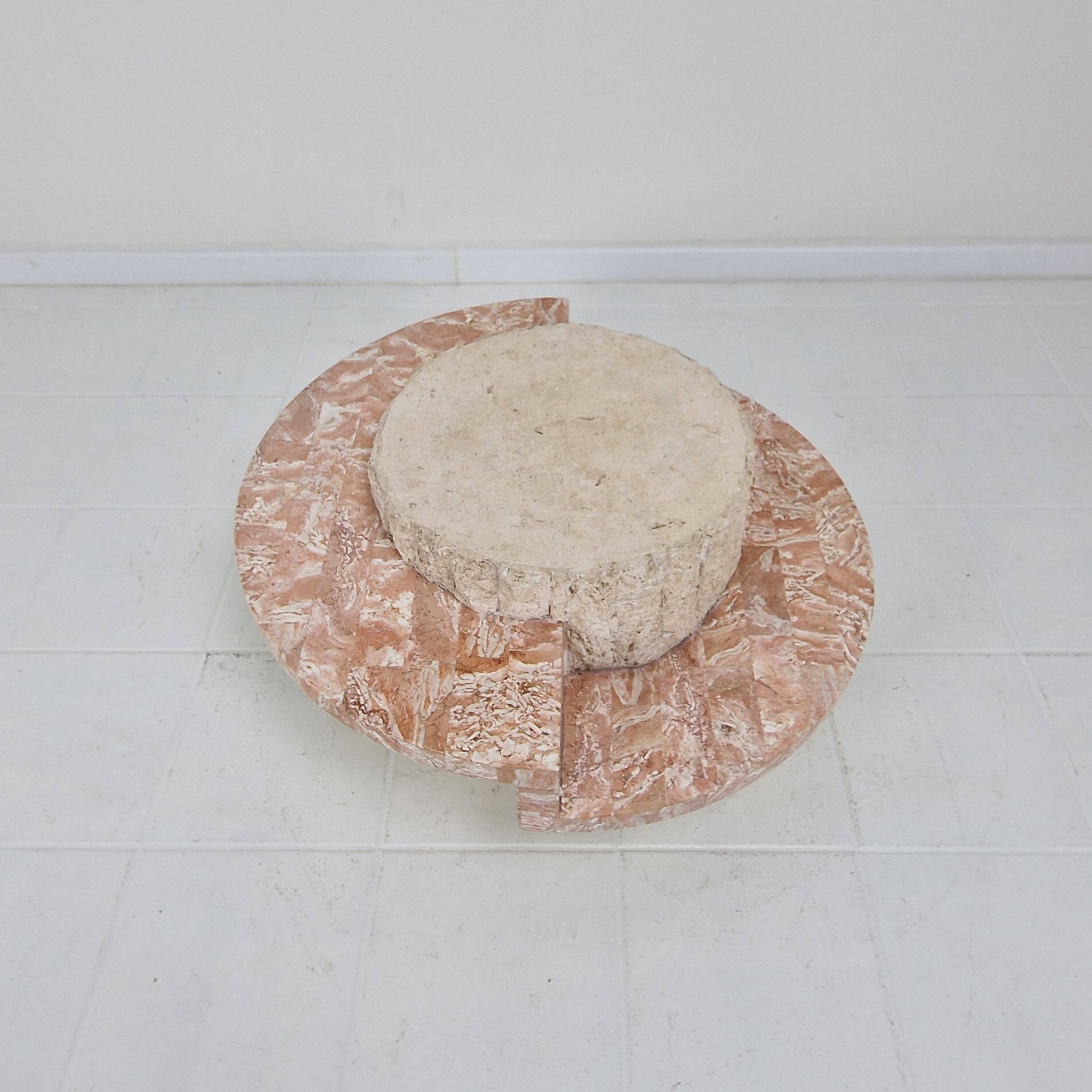 Round Mactan or Fossil Stone Coffee Table by Magnussen Ponte, 1980s