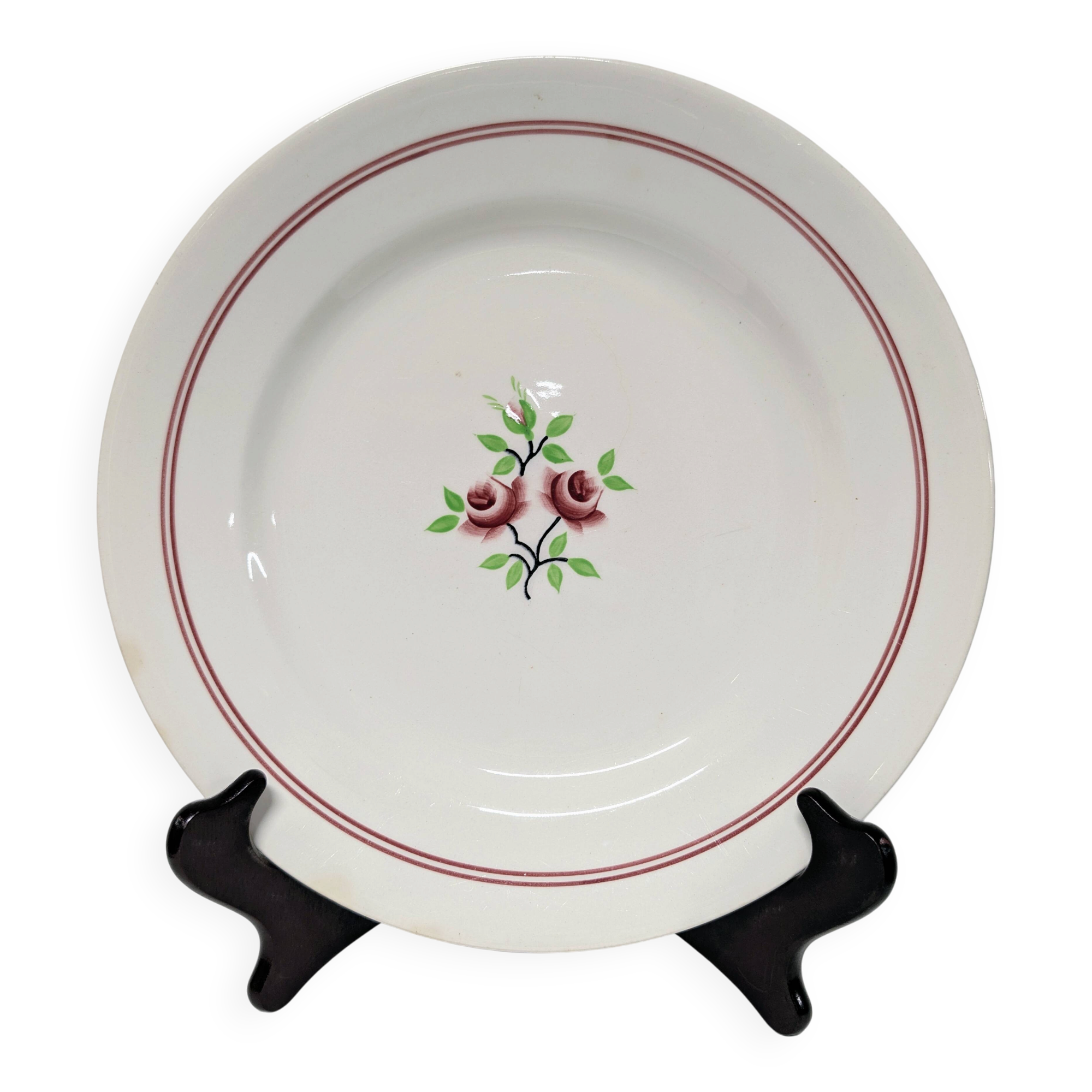 Plat rond Moulin des Loups Orchies modèle Deux Roses
