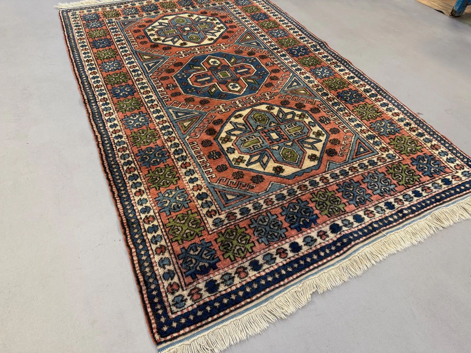 Turkish Kazak rug 270x166 cm vintage carpet, tribal handwoven large 2526