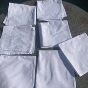 7 white damask cotton napkins, Christian Lacroix, vintage