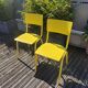 Pair of yellow plywood chairs