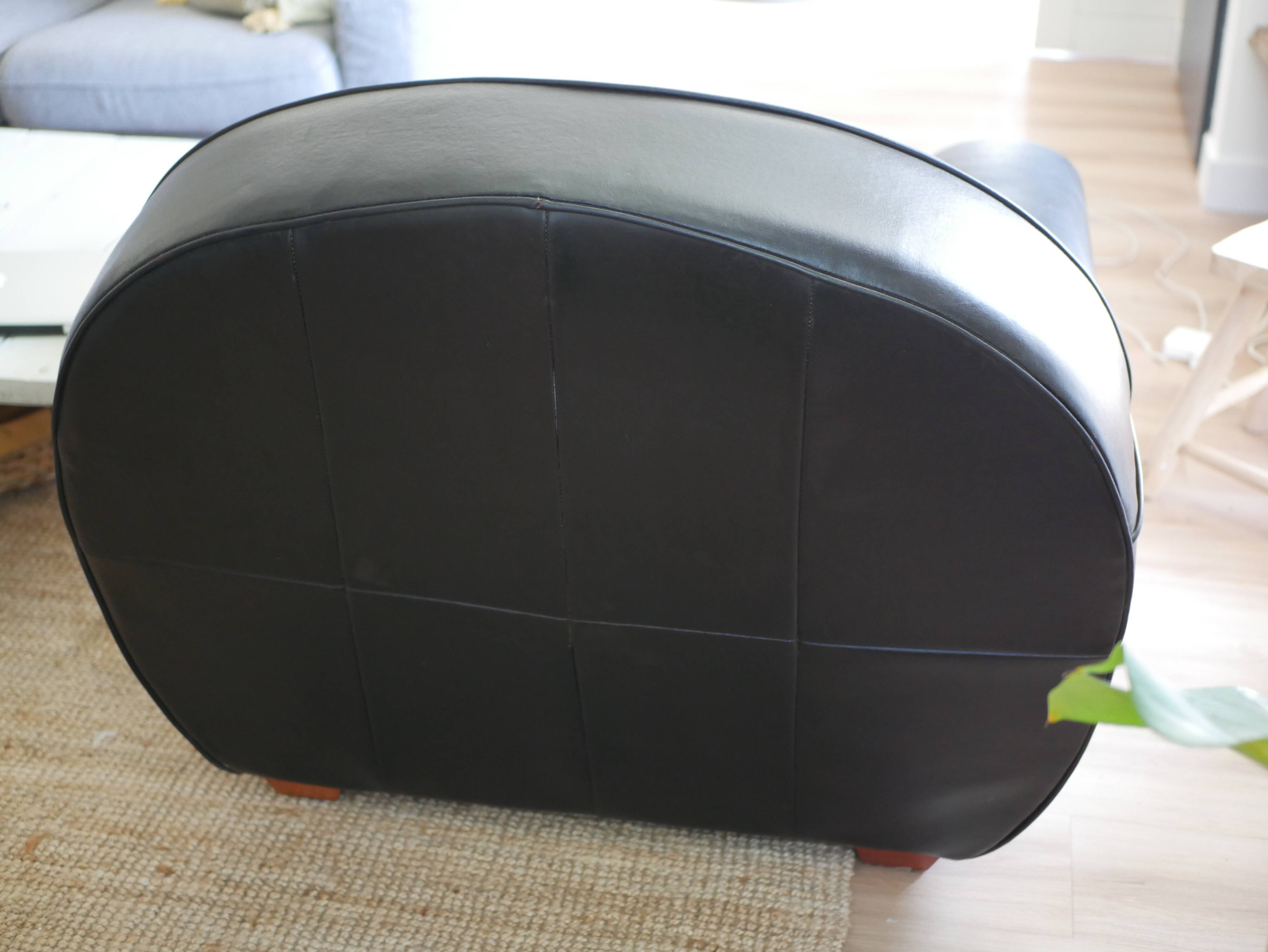 Black leather club chair