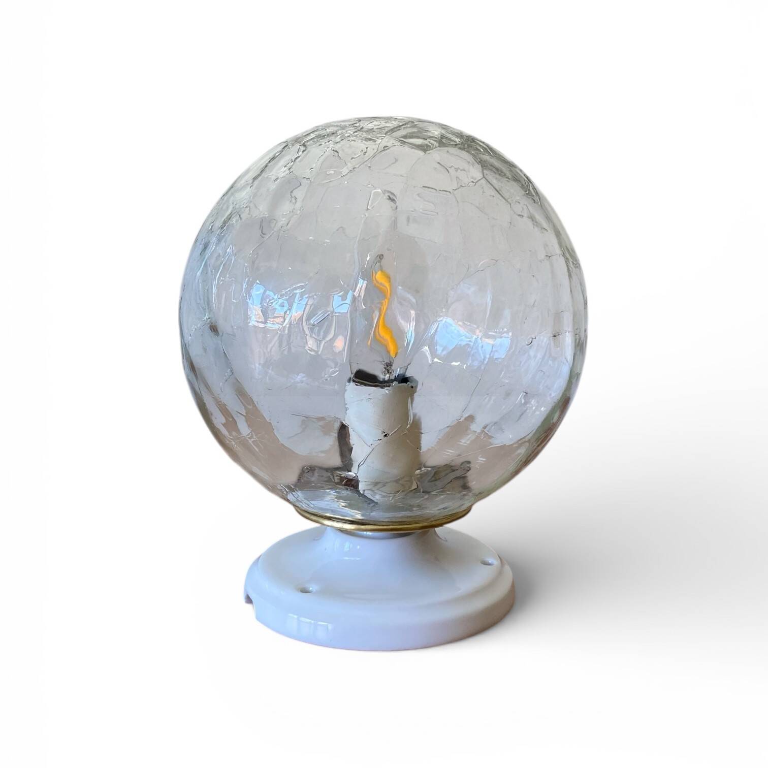 Ceiling light or wall light with cracked glass globe, 15 cm, porcelain rose.