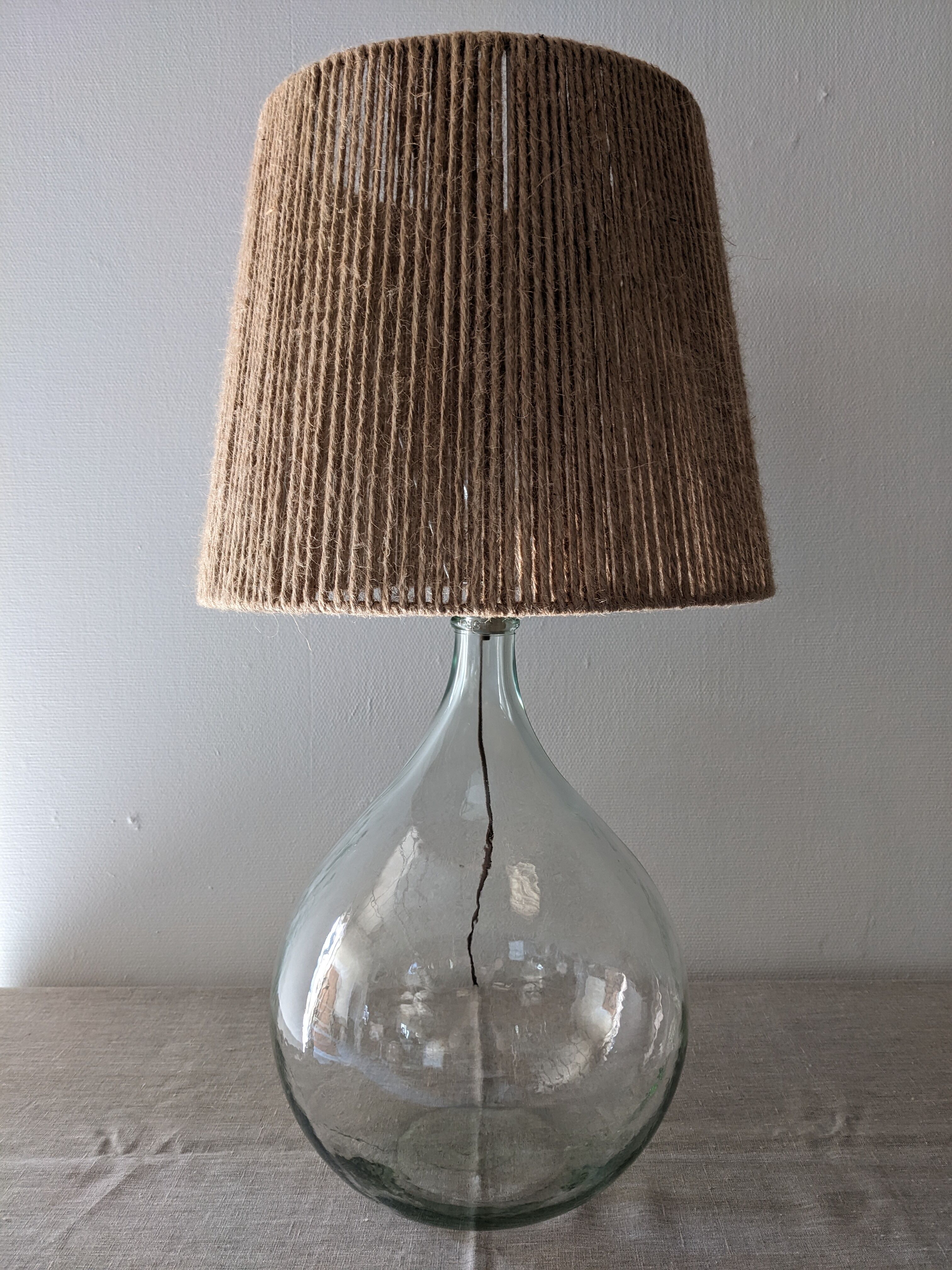 Vintage demijohn XL lamp in glass and jute rope