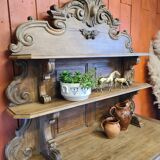 Saint Hubert oak cabinet with sculptures completely renovated