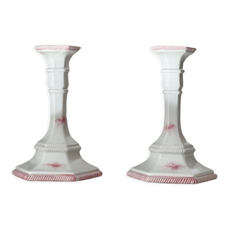 Duo of ceramic candle holders