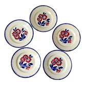 5 assiettes à dessert Gien modèle "Cancale" années 40