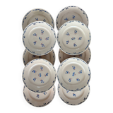 Set of 10 Lunéville Flore Vintage Flat Plates, antique earthenware