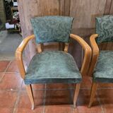 Pair of bridge armchairs in decorated skai