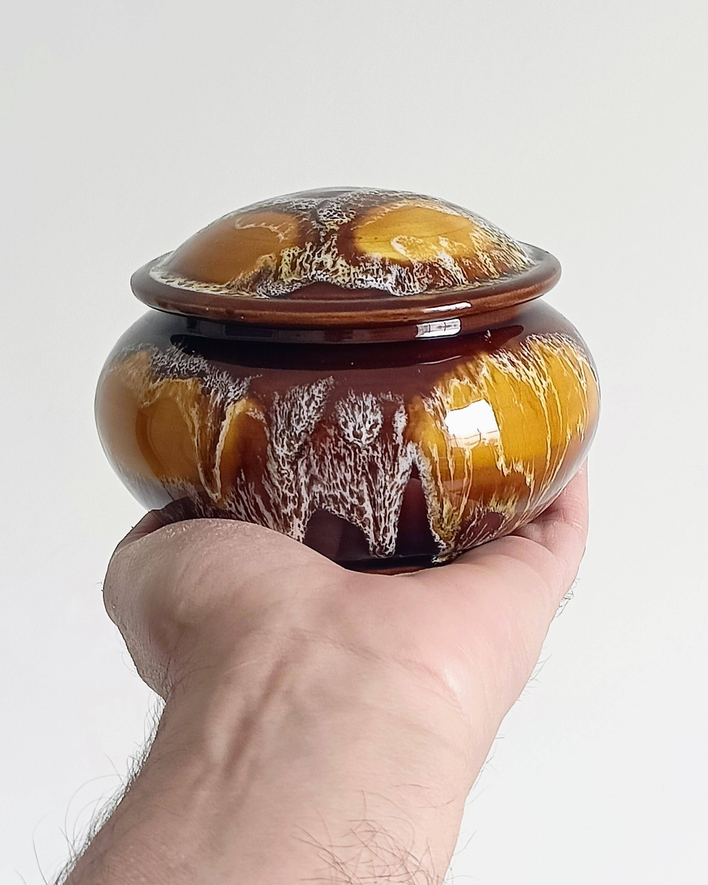 Mid-Century Vallauris Ceramic Box with Earthy Glaze, France, 1950s