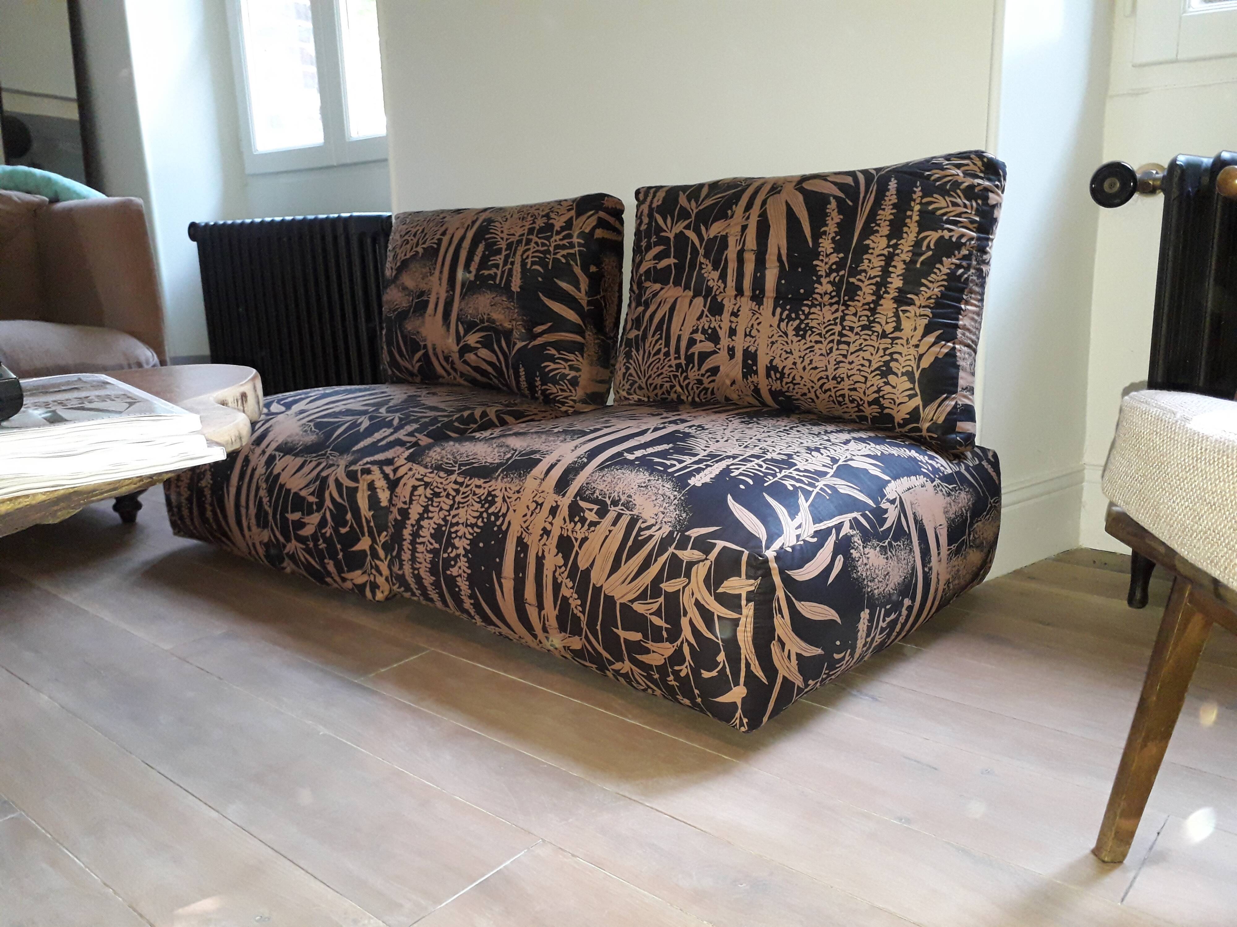 2 armchairs bamboo fabric