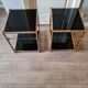 Pair of glass and brass sofa endsl