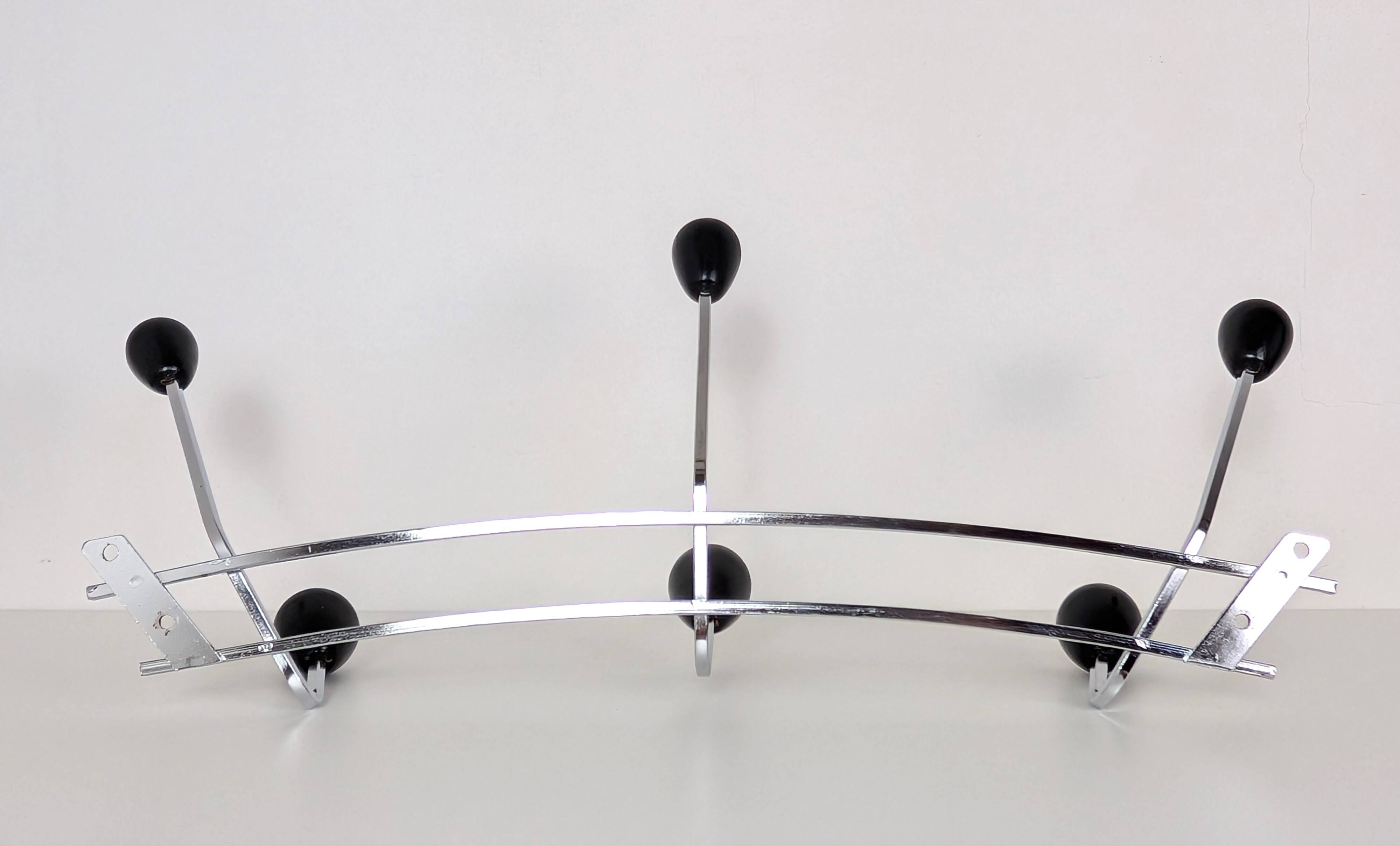 Chrome wall-mounted coat rack