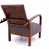 Art Deco armchair with adjustable backrest and footrest, Poland, 1930s