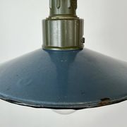 Industrial Blue Enamel Military Pendant Lamp with Cast Aluminium Top, 1960s