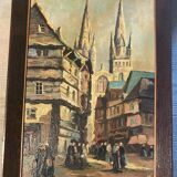 Breton painting, St. Corentin, Kéréon Street, Quimper, Brittany - regionalist