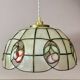 Vintage mother-of-pearl and brass lampshade pendant light with fruit decorations (2)