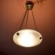 Lustre signé Muller Frères Lunéville , suspension Art déco, lustre bronze nickelé, lampe de plafond,