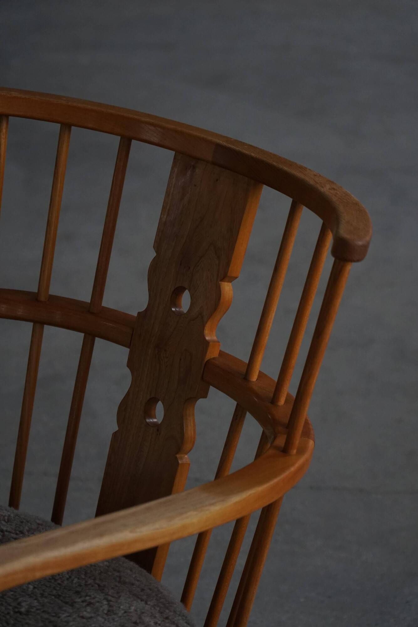 Armchair by Fritz Hansen, Model 1590, Elm & Lambswool, Scandinavian Modern, 1940s