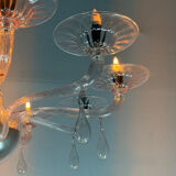 Venetian glass lustre in pink, in the style of Venini.