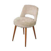Vintage white barrel chair compass feet 1960