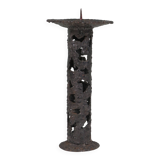 Brutalist wrought iron candlestick, European craftsmanship, 1960s