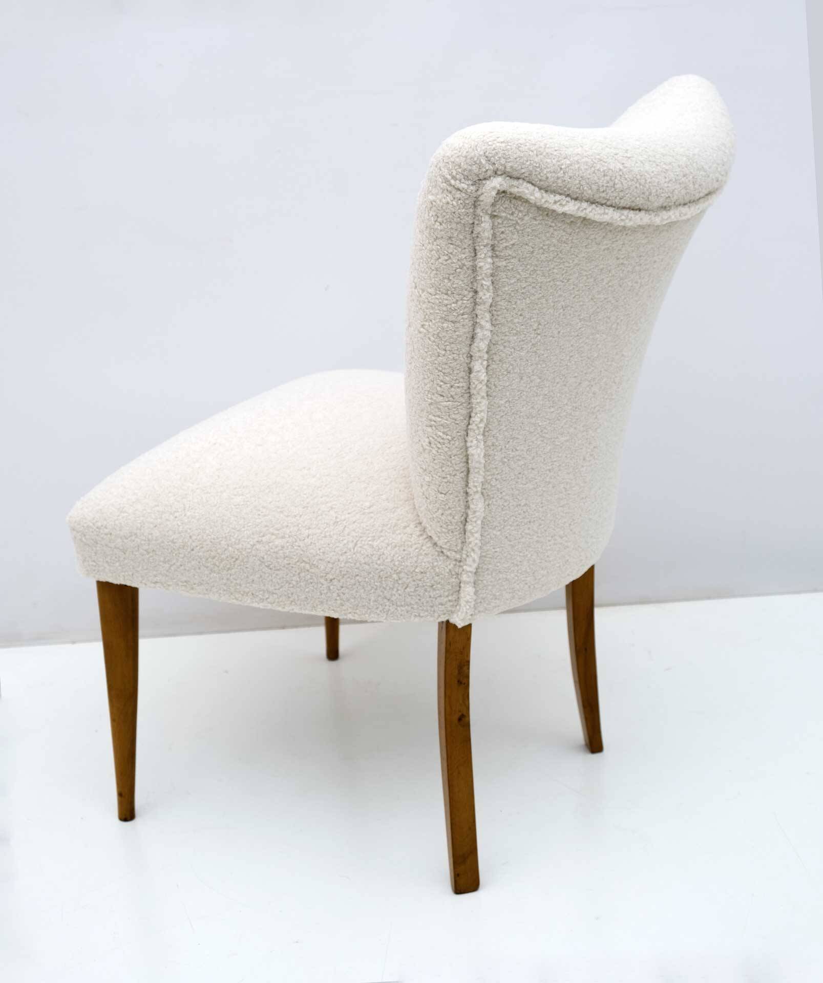 Mid-Century Modern Italian Bouclé Small Armchair, 1950s