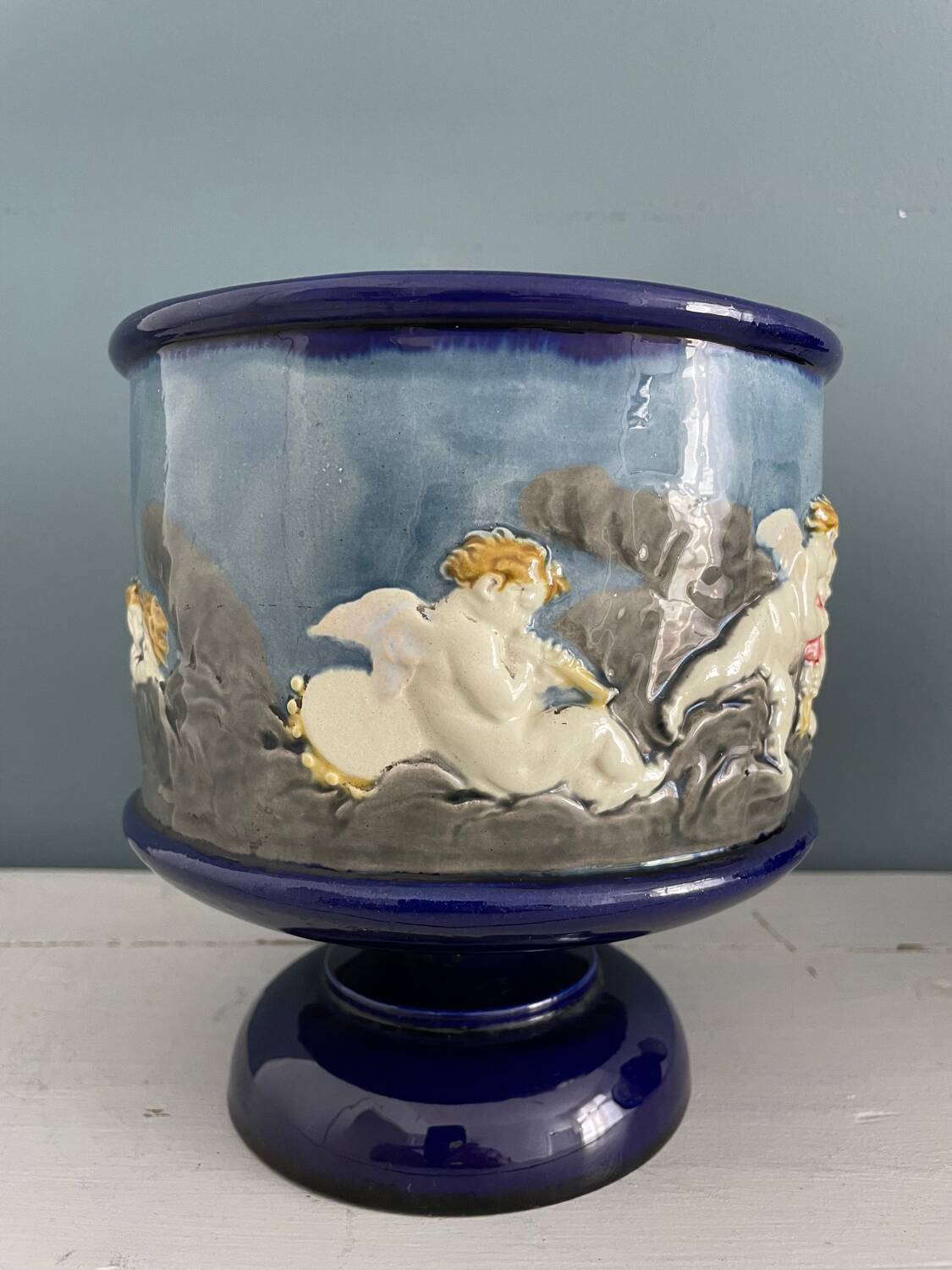 Two Thomas Sergent planters in Palissy majolica