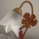 Vintage French Goose Neck Lamp - Grape Detail - Opaque Glass Shade